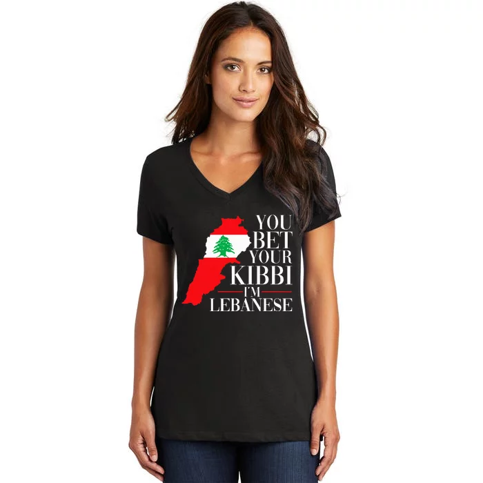 You Bet Your Kibbi IM Lebanese Women's V-Neck T-Shirt