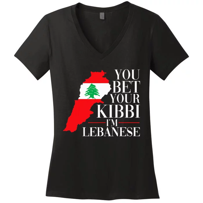 You Bet Your Kibbi IM Lebanese Women's V-Neck T-Shirt