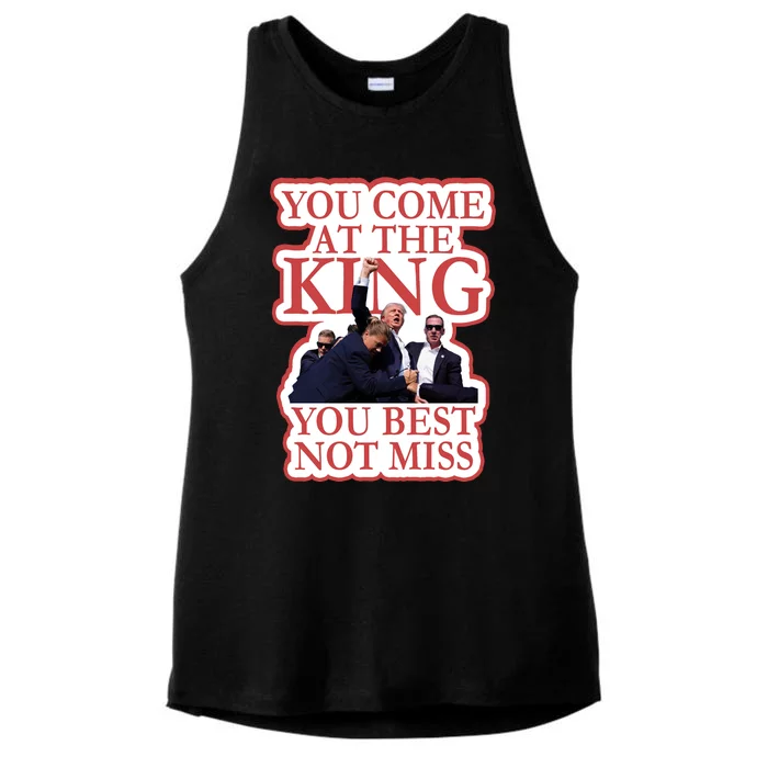 You Come At The King You Best Not Miss Donald Trump Ladies Tri-Blend Wicking Tank