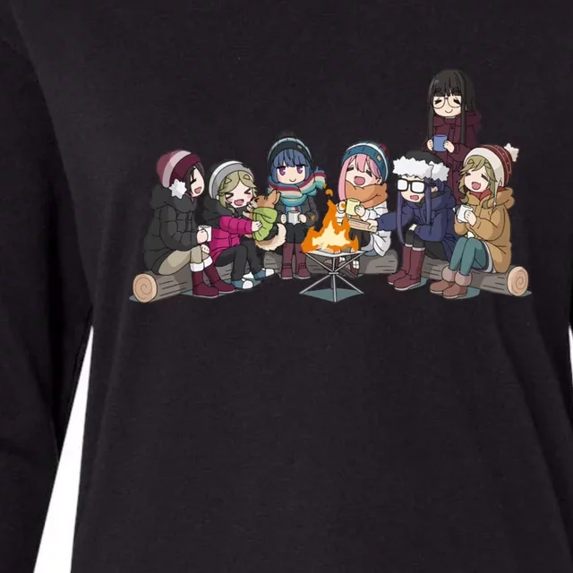 Yuru Camp All Character Gathering Womens Cotton Relaxed Long Sleeve T-Shirt