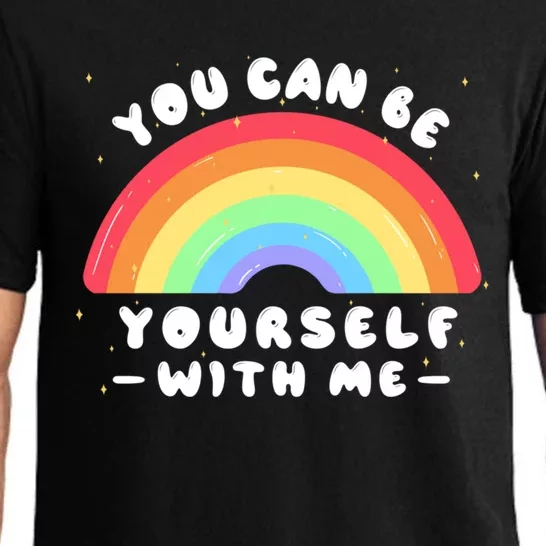 You Can Be Yourself With Me Lgbtq Ally Pride Gift Pajama Set