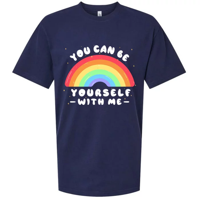 You Can Be Yourself With Me Lgbtq Ally Pride Gift Sueded Cloud Jersey T-Shirt