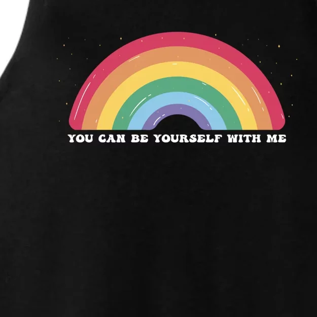 You Can Be Yourself With Me Lgbtq Ally Lesbian Pride Gift Ladies Tri-Blend Wicking Tank