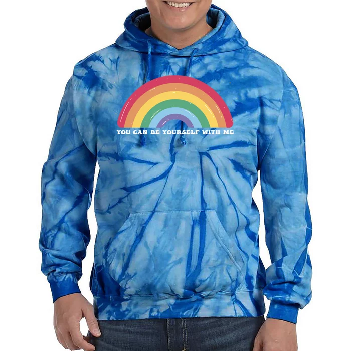 You Can Be Yourself With Me Lgbtq Ally Lesbian Pride Gift Tie Dye Hoodie