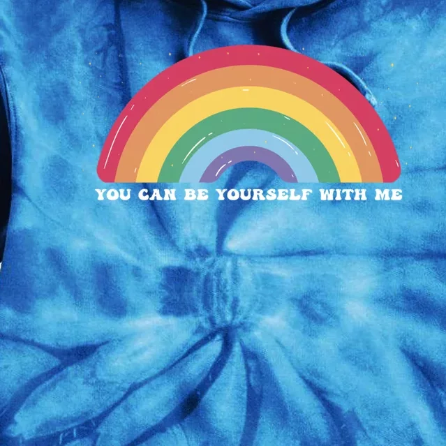 You Can Be Yourself With Me Lgbtq Ally Lesbian Pride Gift Tie Dye Hoodie