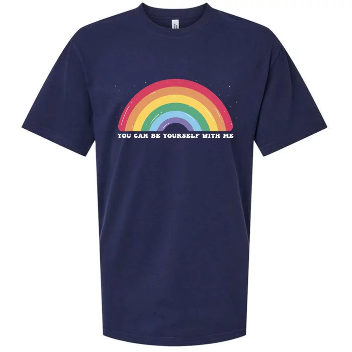 You Can Be Yourself With Me Lgbtq Ally Lesbian Pride Gift Sueded Cloud Jersey T-Shirt