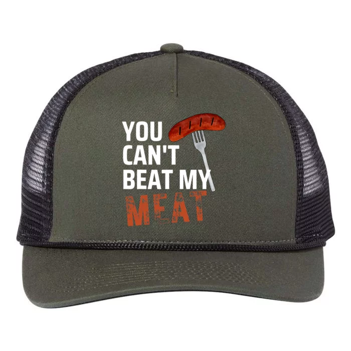 You CanT Beat My Meat Funny Bbq Lover Retro Rope Trucker Hat Cap