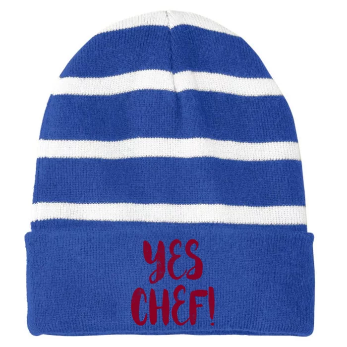 Yes Chef! Cool Design For Line Cooks Prep Cooks Sous Chef Gift Striped Beanie with Solid Band