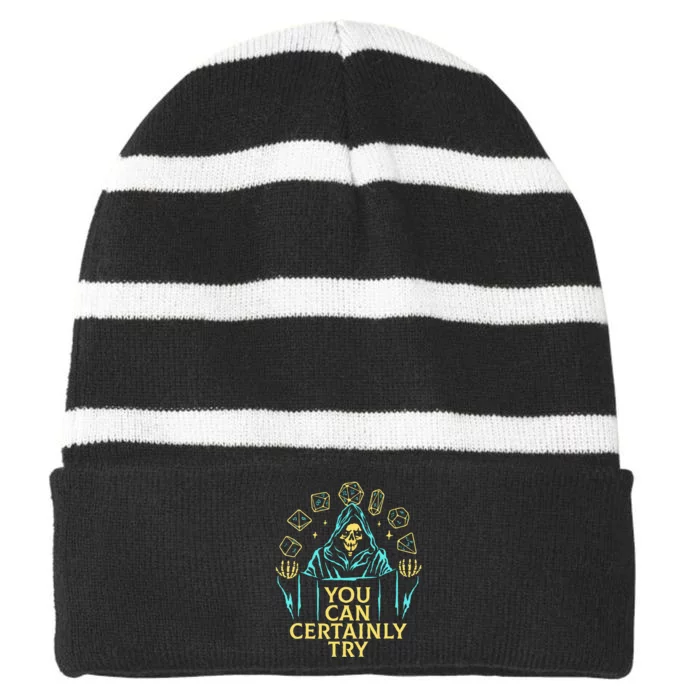 You Can Certainly Try Funny Skeleton Striped Beanie with Solid Band