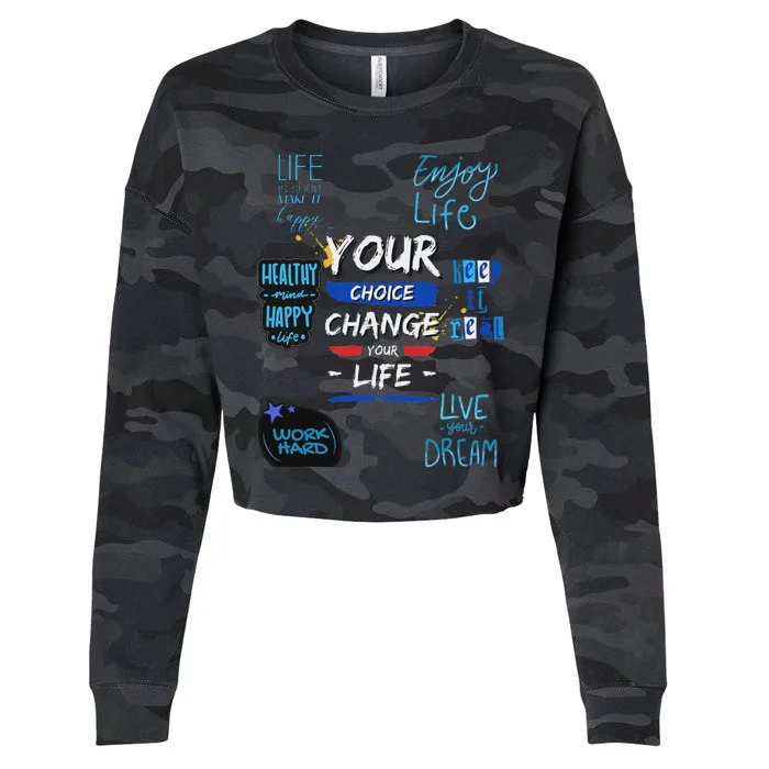 Your Choice Change Your Life For School Gym Sport Trendy Cropped Pullover Crew