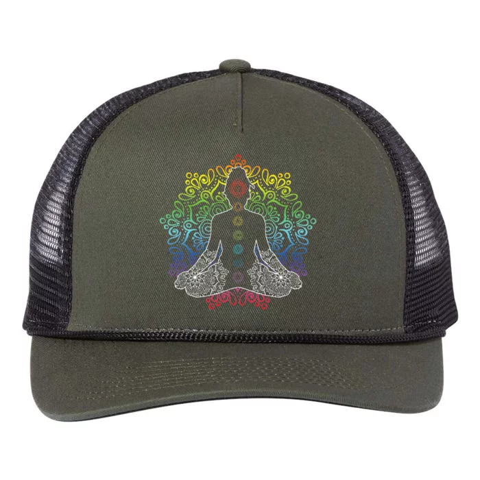 Yoga Chakras Colorful Meditation Instructor Mandala Zen Retro Rope Trucker Hat Cap