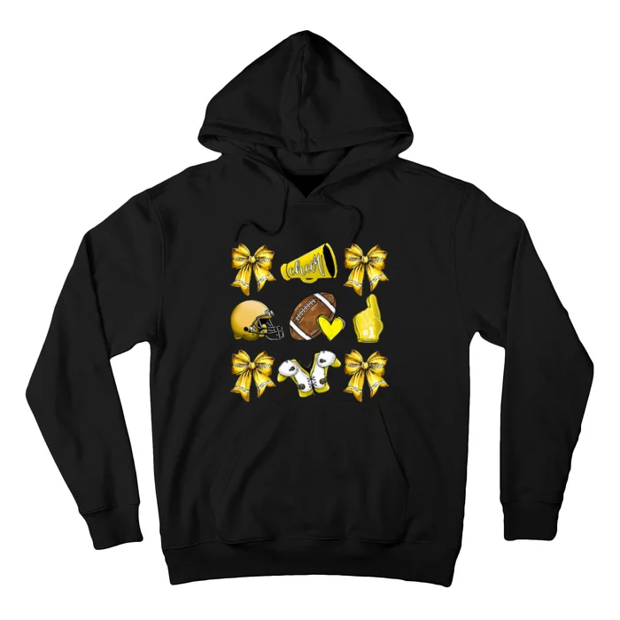 Yellow Cheer Coquette Football Hoodie