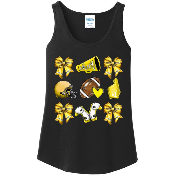 Yellow Cheer Coquette Football Ladies Essential Tank