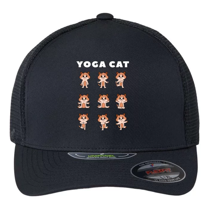 Yoga Cat Cute Animals Funny Gift Flexfit Unipanel Trucker Cap