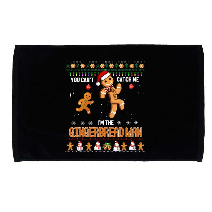 You Can't Catch Me I'm The Gingerbread Man Xmas Funny Microfiber Hand Towel