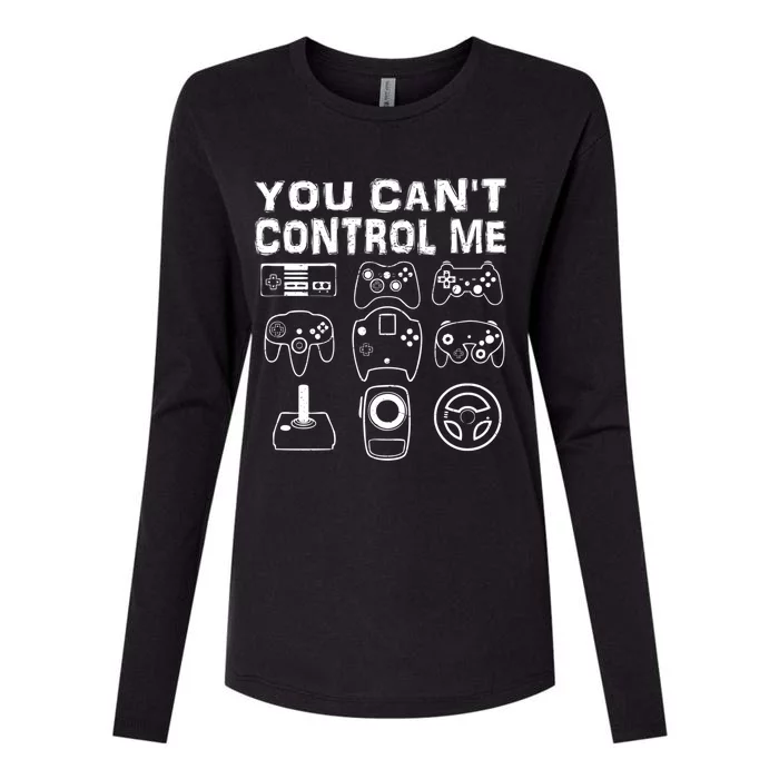 You Can't Control Me Funny Retro Vintage Video Game Player Gift Womens Cotton Relaxed Long Sleeve T-Shirt