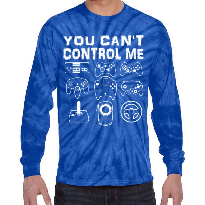 You Can't Control Me Funny Retro Vintage Video Game Player Gift Tie-Dye Long Sleeve Shirt