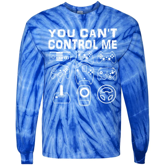 You Can't Control Me Funny Retro Vintage Video Game Player Gift Tie-Dye Long Sleeve Shirt