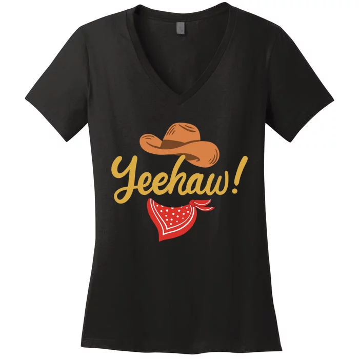 Yeehaw Cowboy Cowgirl Western Country Rodeo Women's V-Neck T-Shirt