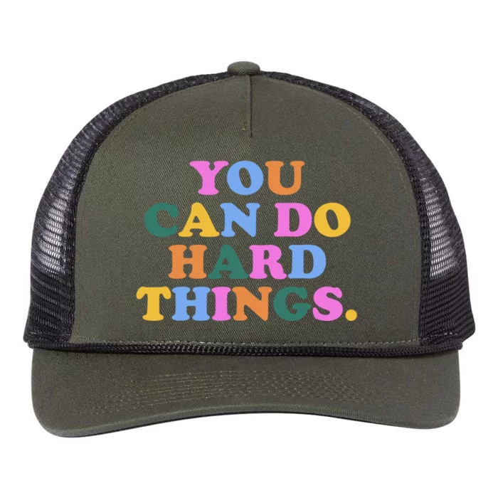 You Can Do Hard Things Motivational Colorful Quote Retro Rope Trucker Hat Cap