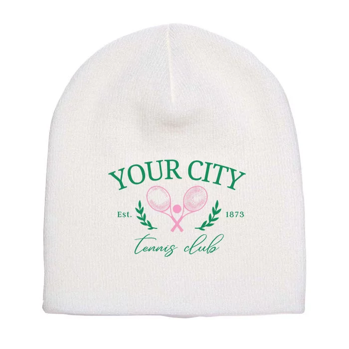 Your City Est 1873 Tennis Club Funny Golf Short Acrylic Beanie