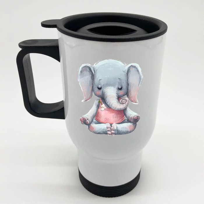 Yoga Cute Elephant Meditation Fitness Gift Front & Back Stainless Steel Travel Mug