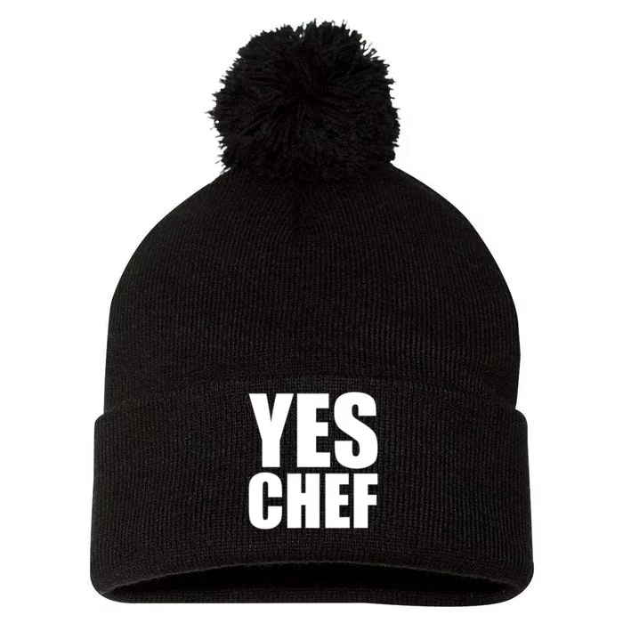 Yes Chef Funny Chef Funny Cook Saying Kitchen Cooking Pom Pom 12in Knit Beanie