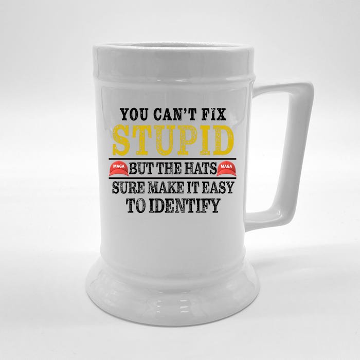 You Can't Fix Stupid But The Hats Sure Make It Easy To Identify Funny Front & Back Beer Stein