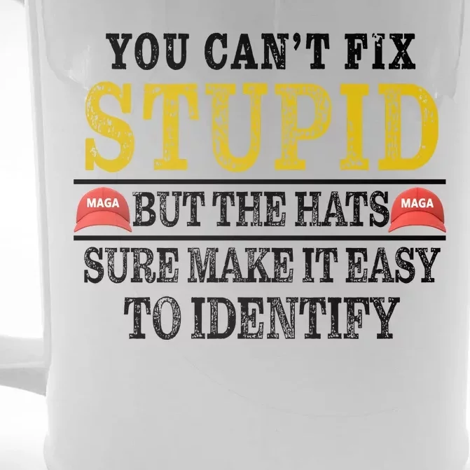 You Can't Fix Stupid But The Hats Sure Make It Easy To Identify Funny Front & Back Beer Stein