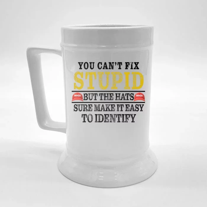 You Can't Fix Stupid But The Hats Sure Make It Easy To Identify Funny Front & Back Beer Stein