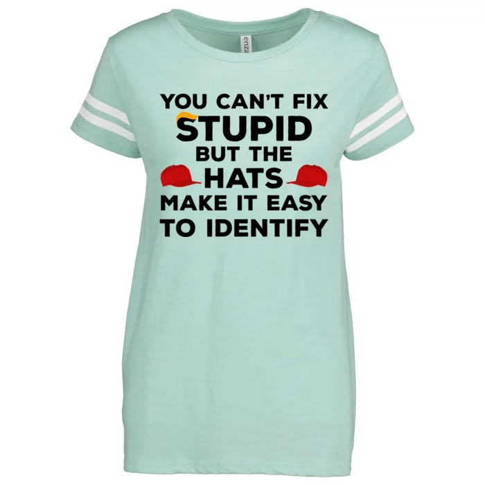 You Can't Fix Stupid But The Hats Make It Easy To Identify Funny Anti Trump Enza Ladies Jersey Football T-Shirt