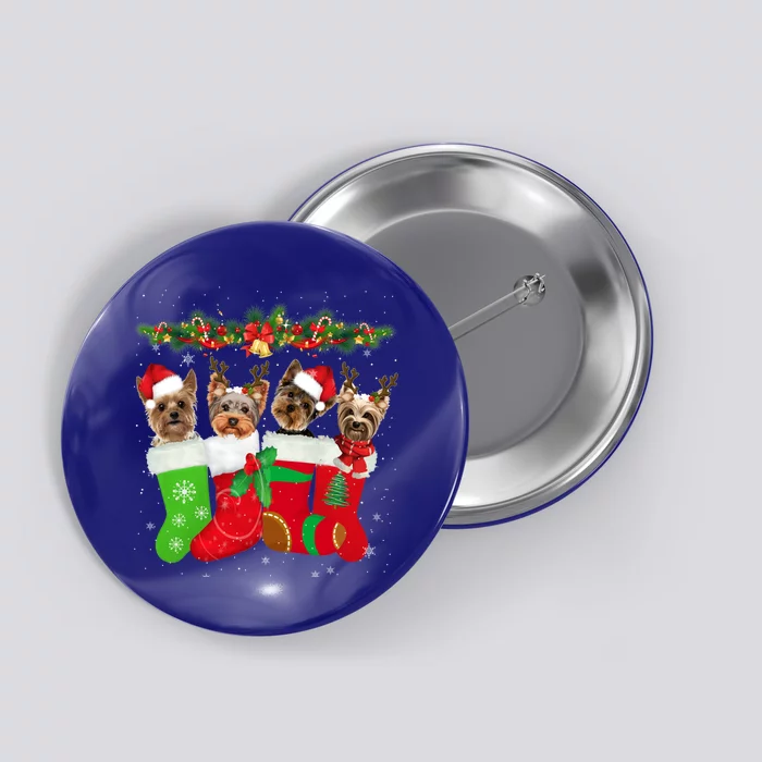 Yorkie Christmas Gift Stocking Dog Lover Xmas Gift Button