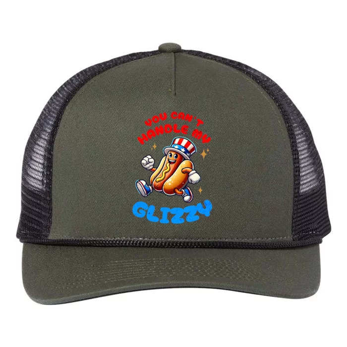 You CanT Handle My Glizzy 4th Of July Hotdog Eating Retro Rope Trucker Hat Cap