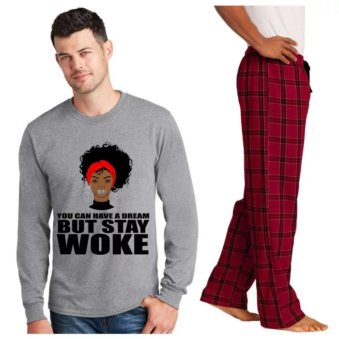 You Can Have A Dream But Stay Woke Afro Hair Gift Long Sleeve Pajama Set