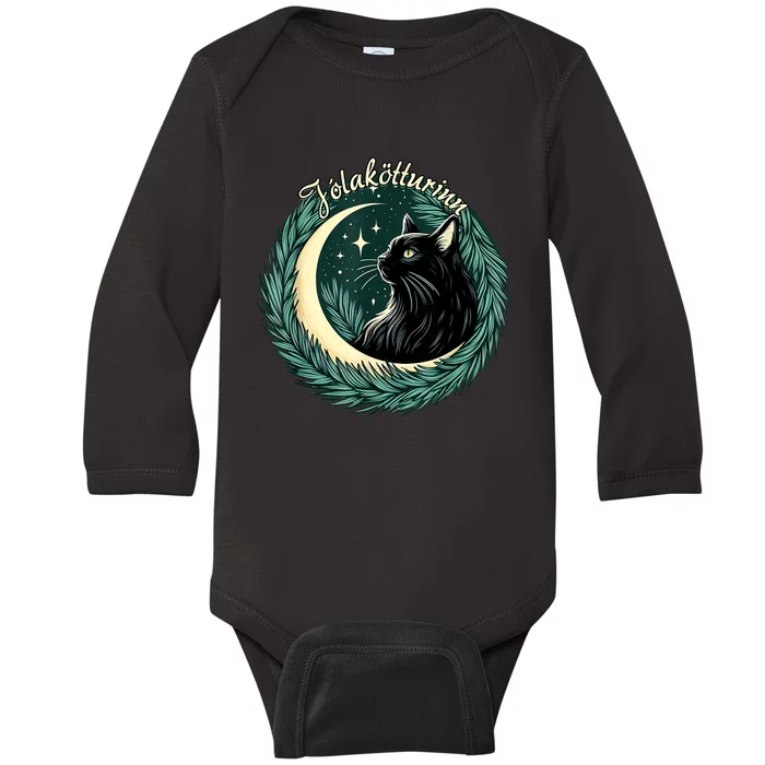 Yule Cat Jolakotturinn Icelandic Christmas Cat Love Feline Baby Long Sleeve Bodysuit