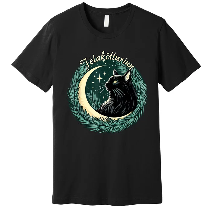 Yule Cat Jolakotturinn Icelandic Christmas Cat Love Feline Premium T-Shirt