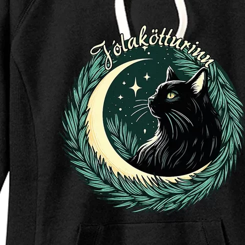 Yule Cat Jolakotturinn Icelandic Christmas Cat Love Feline Women's Fleece Hoodie