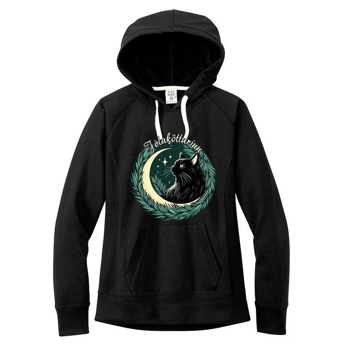 Yule Cat Jolakotturinn Icelandic Christmas Cat Love Feline Women's Fleece Hoodie