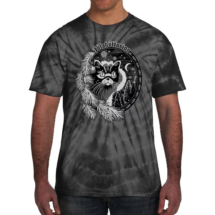 Yule Cat Jolakotturinn Icelandic Christmas Cat Tie-Dye T-Shirt