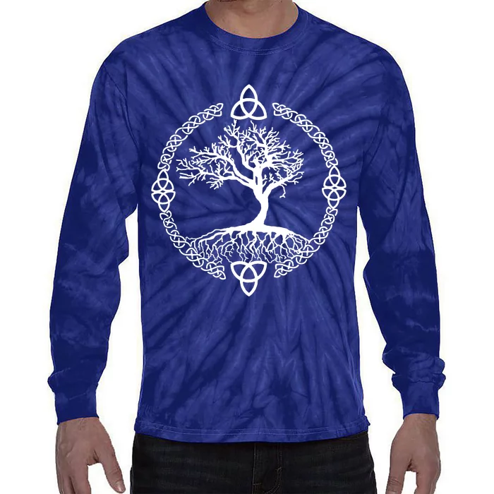 Yggdrasill Celtic Knot Tie-Dye Long Sleeve Shirt