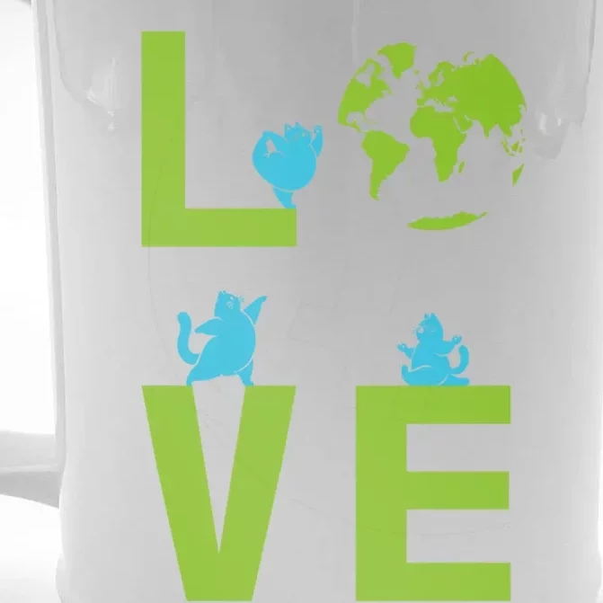 Yoga Cat Loves Earth Day Save Planet Every Day Gift Front & Back Beer Stein