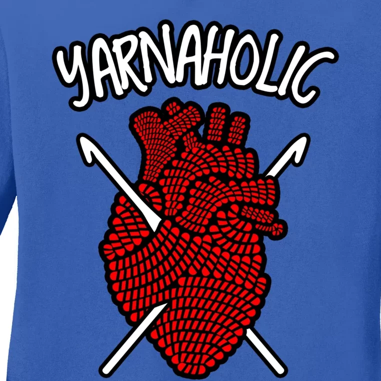 Yarnaholic Crocheting Lover Crochet Yarn Anatomical Heart Gift Ladies Long Sleeve Shirt