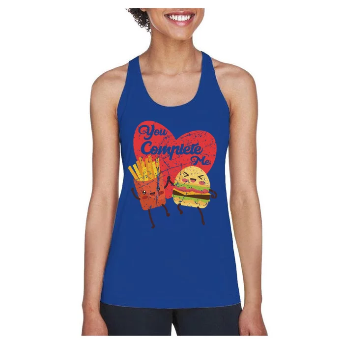 You Complete Me Food Valentine Day Hamburger Fries Matching Gift Women's Racerback Tank