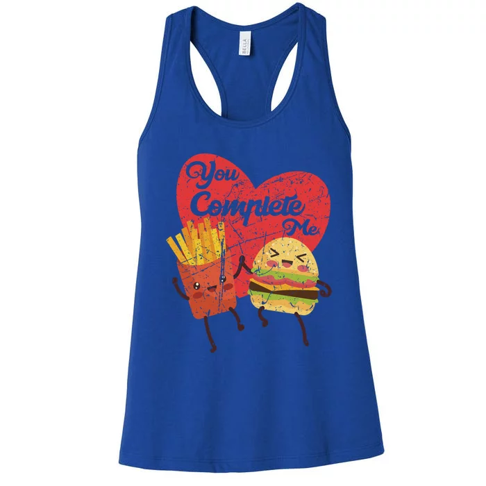 You Complete Me Food Valentine Day Hamburger Fries Matching Gift Women's Racerback Tank