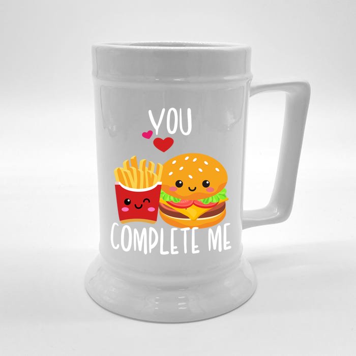 You Complete Me Cute Kawaii Burger And Fries Valentine Couple Gift Front & Back Beer Stein