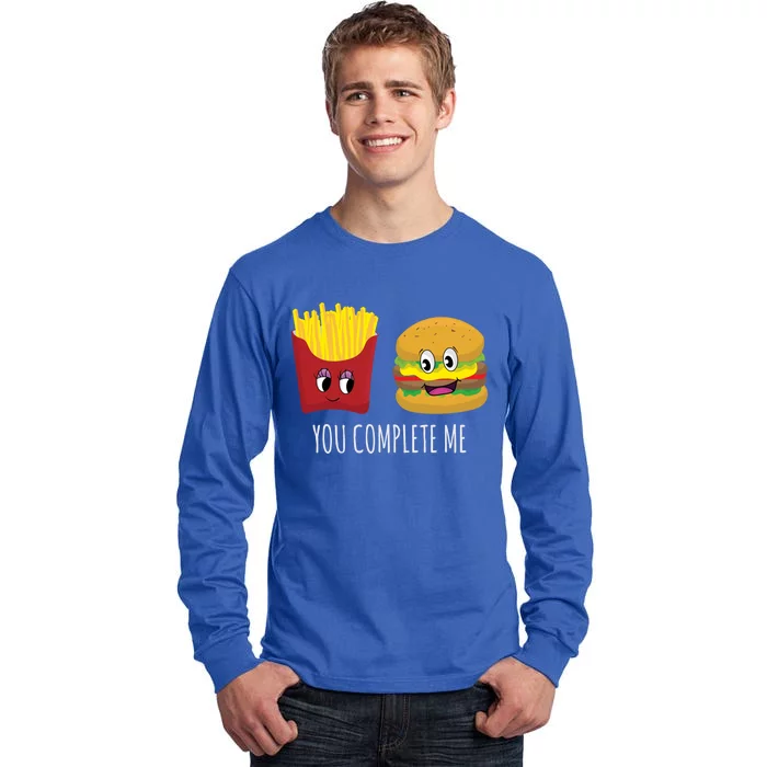 You Complete Me Funny Burger And Fries Valentines Day Cute Gift Tall Long Sleeve T-Shirt