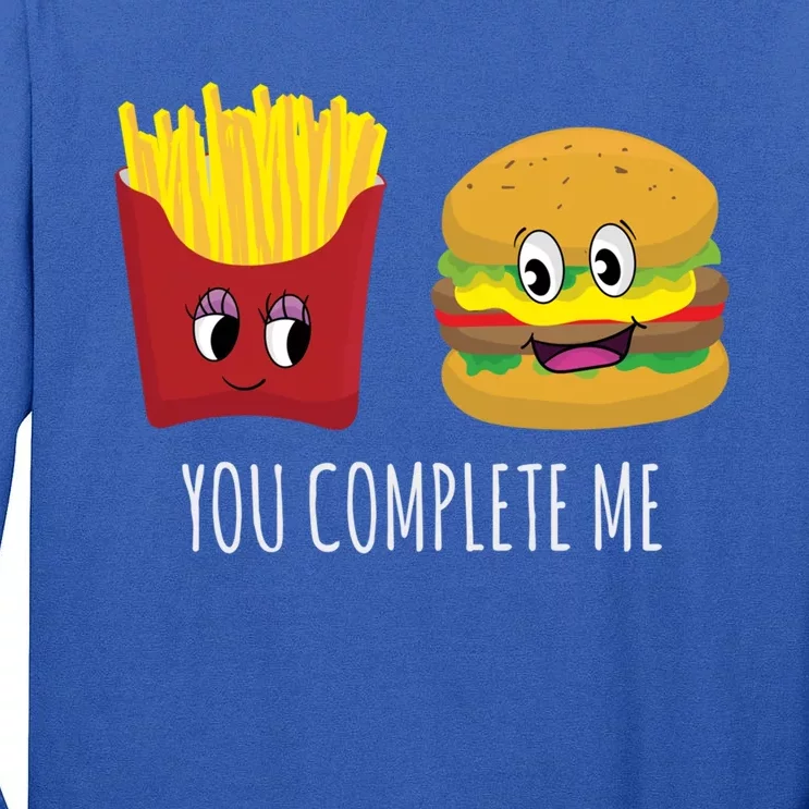 You Complete Me Funny Burger And Fries Valentines Day Cute Gift Tall Long Sleeve T-Shirt