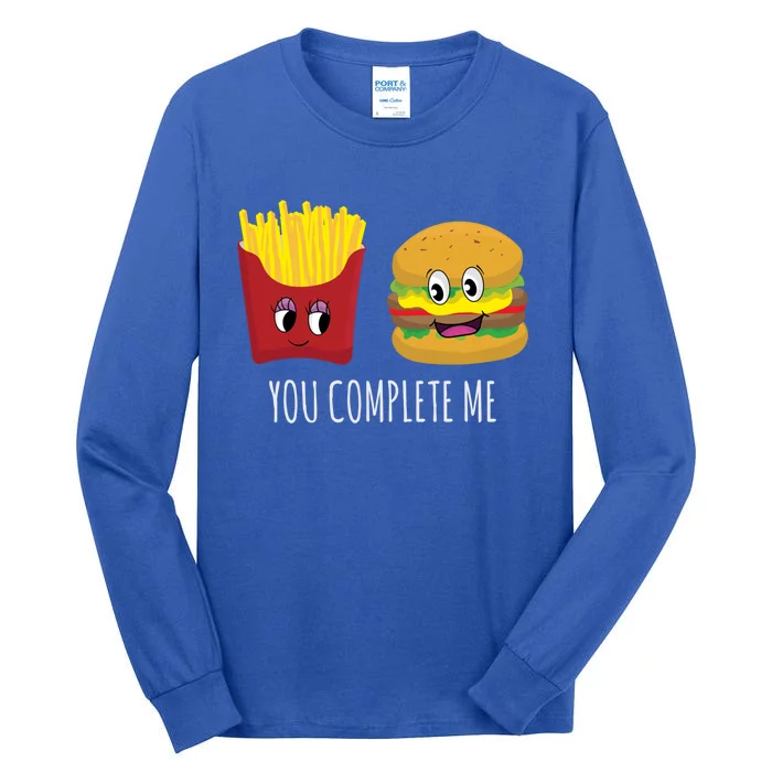 You Complete Me Funny Burger And Fries Valentines Day Cute Gift Tall Long Sleeve T-Shirt