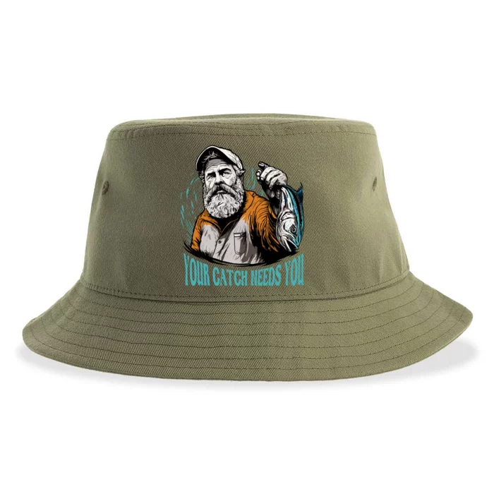 Your Catch Needs You Fishing Sustainable Bucket Hat