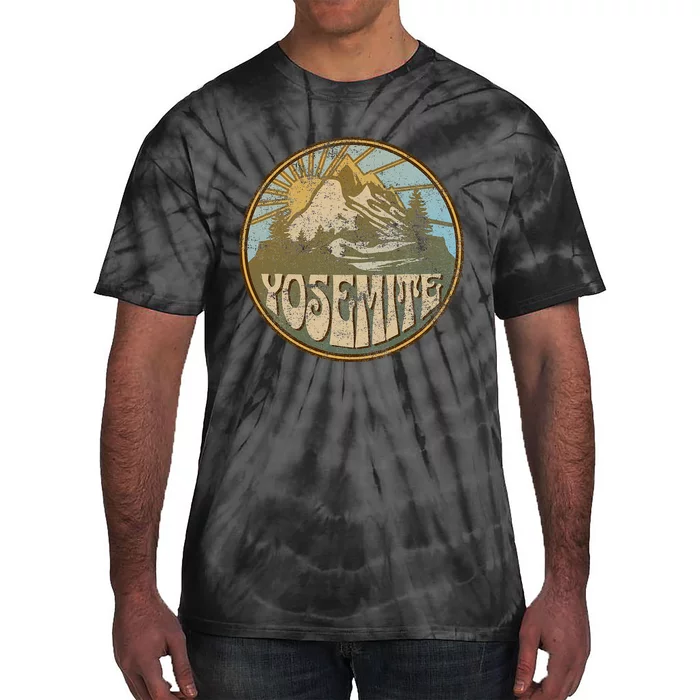 Yosemite California Nature Mountains Hiking Outdoors Retro Tie-Dye T-Shirt